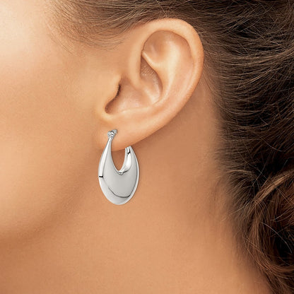Sterling Silver Polished Puffed Hoop Earrings
