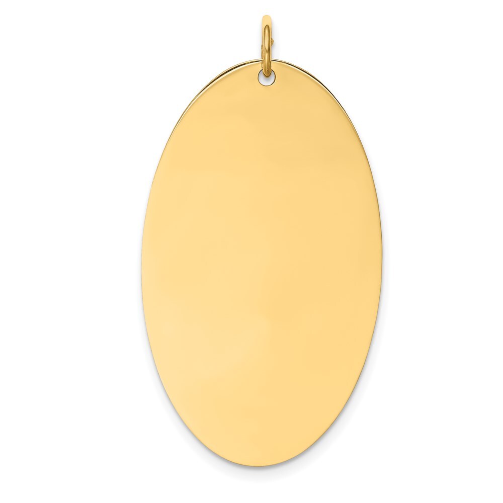 14k Yellow Gold Plain .013 Gauge Engravable Elliptical Disc Charm Pendant