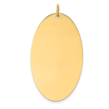 14k Yellow Gold Plain .013 Gauge Engravable Elliptical Disc Charm Pendant