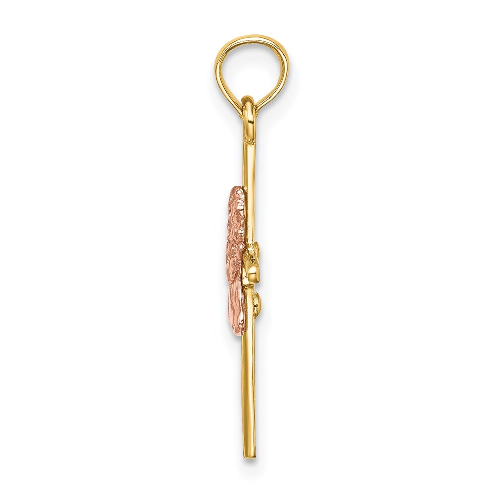 14k Two-tone Gold 2-D Girl On Cross Charm Pendant for Women