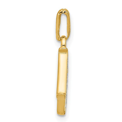 14k Yellow Gold with Rhodium Diamond Letter N Initial Pendant for Women