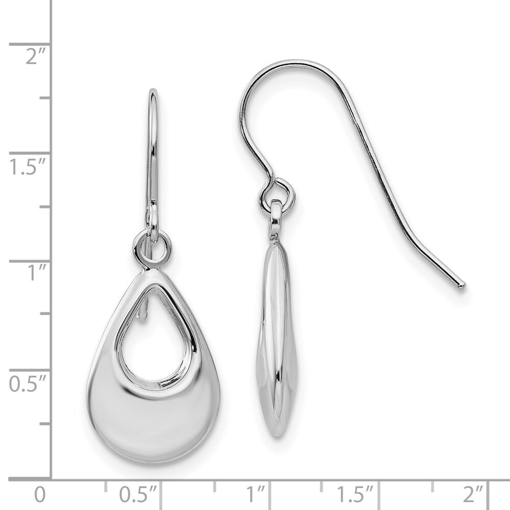 14k White Gold Teardrop Hollow Dangle Earrings Gift for Women
