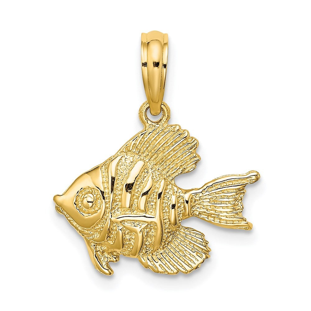 14k Yellow Gold Polished  Engraved Fish Charm