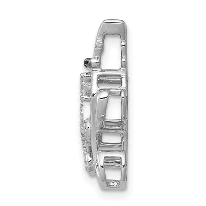 14k White Gold White and Black Accent Diamond Cats Chain Slide Pendant for Women