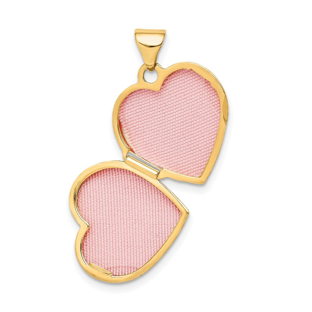 14k Yellow Gold Diamond Special Daughter 15mm Heart Locket Pendant for Women