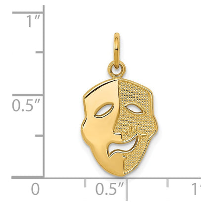 14k Yellow Gold Comedy Mask Charm Pendant for Women