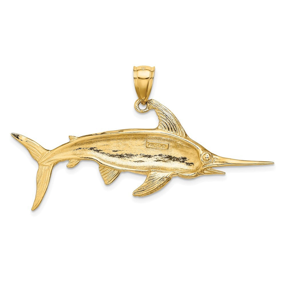 14k Yellow Gold 2-D Polished Satin Swordfish Charm