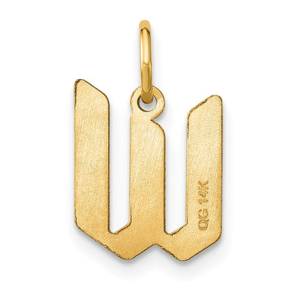 14k Yellow Gold Letter W Initial Pendant for Women