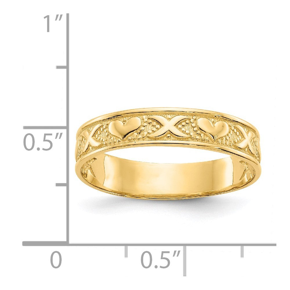 14k Yellow Gold Polished X and Hearts Ring