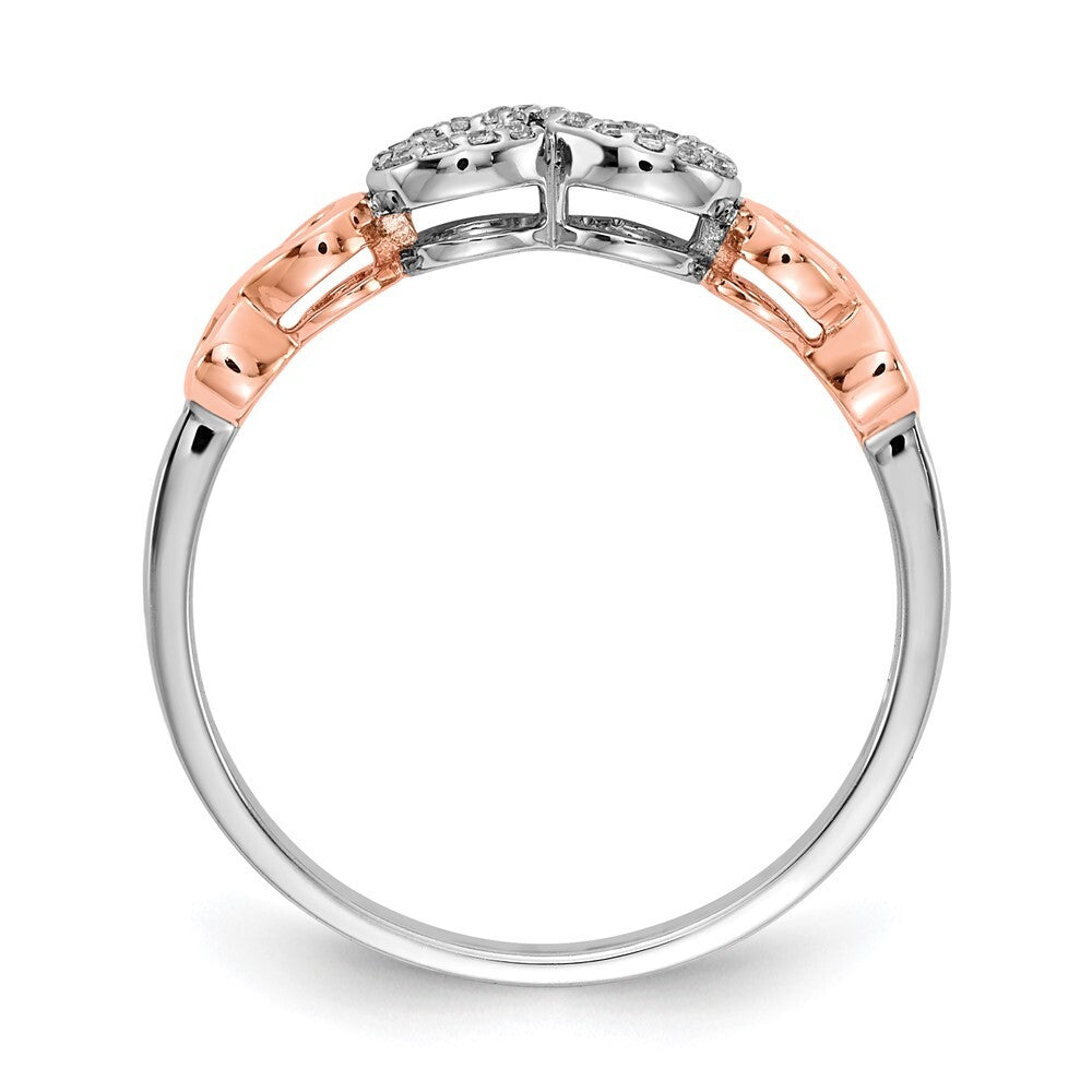 14k Rose Gold w/White Rhodium Diamond Infinity Ring Size 7