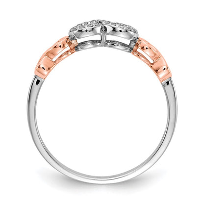 14k Rose Gold w/White Rhodium Diamond Infinity Ring Size 7