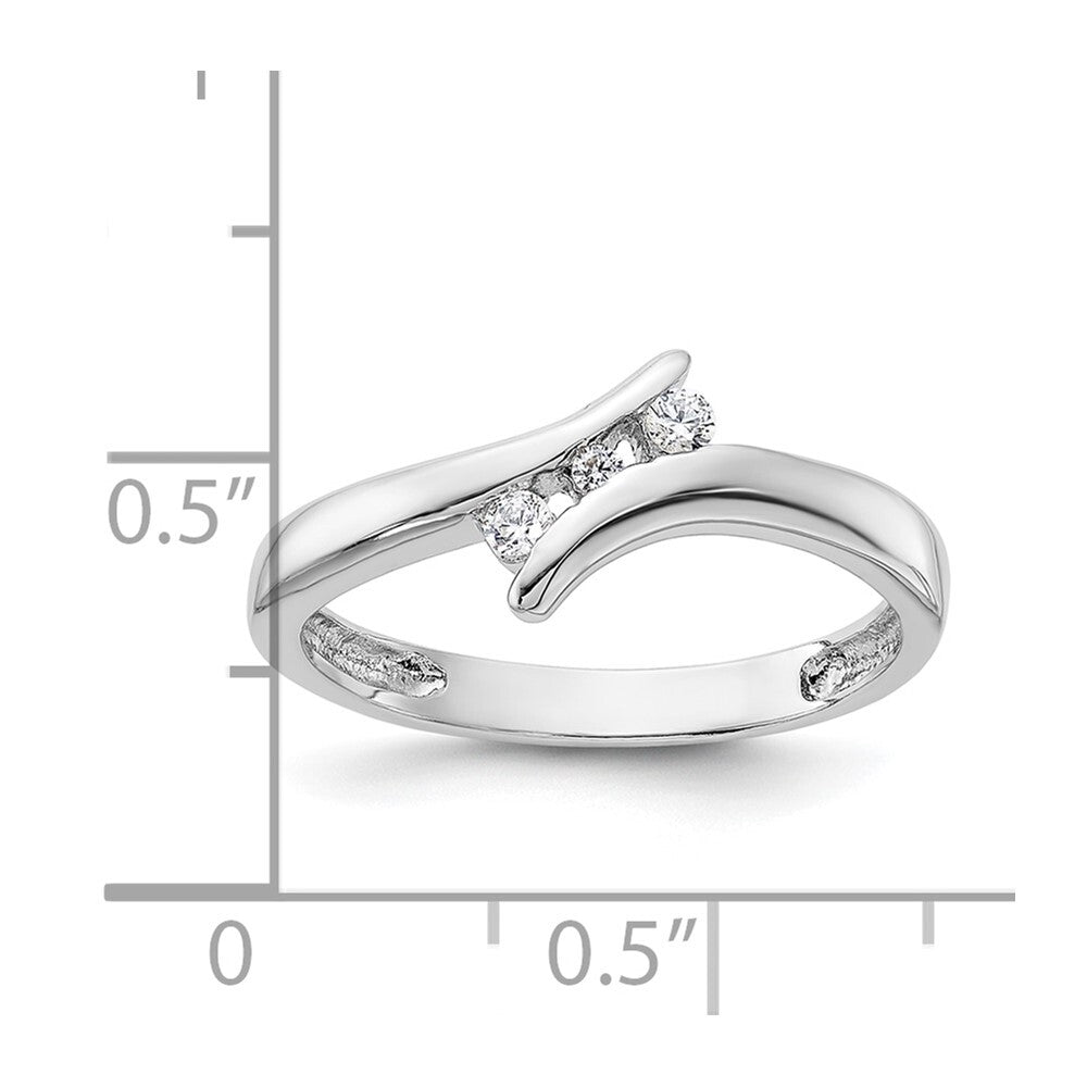 Sterling Silver Rhodium Plated Cubic Zirconia Ring Size 8