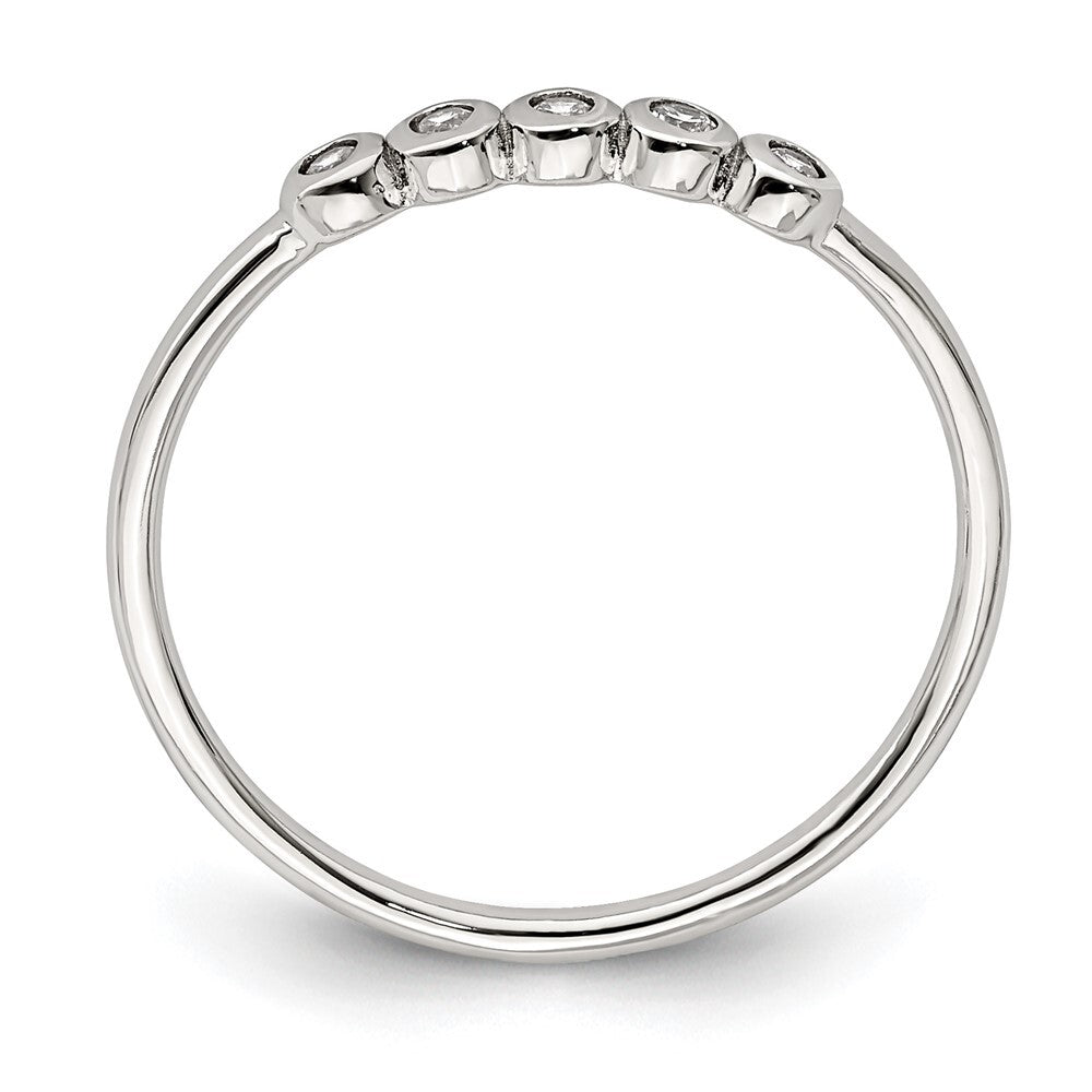 Sterling Silver Rhodium-plated 5-Bezel Cubic Zirconia Ring Size 7