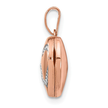 14k Rose Gold with White Rhodium Interlocked Hearts 12mm Heart Locket