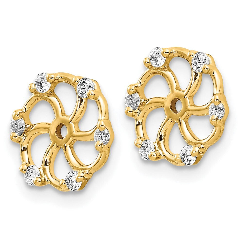 14k Yellow Gold AA Diamond Earring Jacket