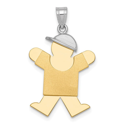 14k Two-Tone Gold Large Boy with Hat on Right Engravable Charm