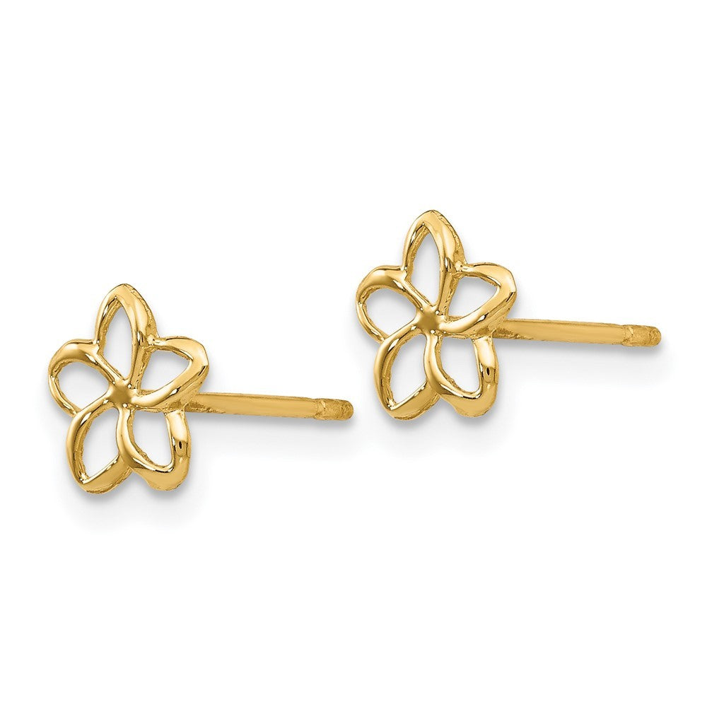 14k Yellow Gold Plumeria Earrings
