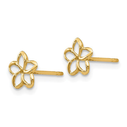 14k Yellow Gold Plumeria Earrings