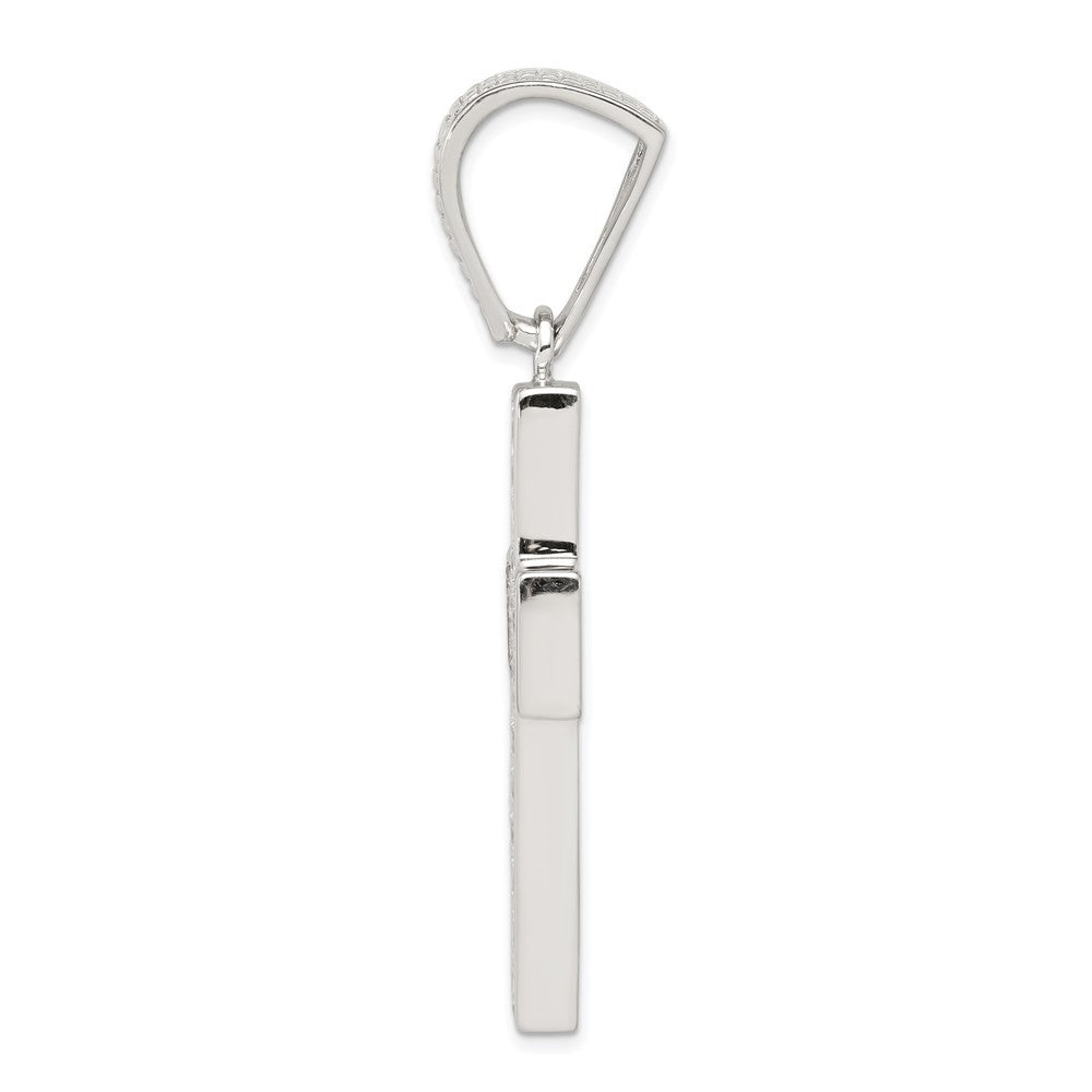 Sterling Silver Rhodium-plated Cubic Zirconia Cross Pendant