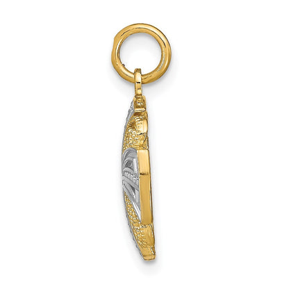 14k Yellow Gold Rhodium Pinwheel Medallion Charm Pendant for Women