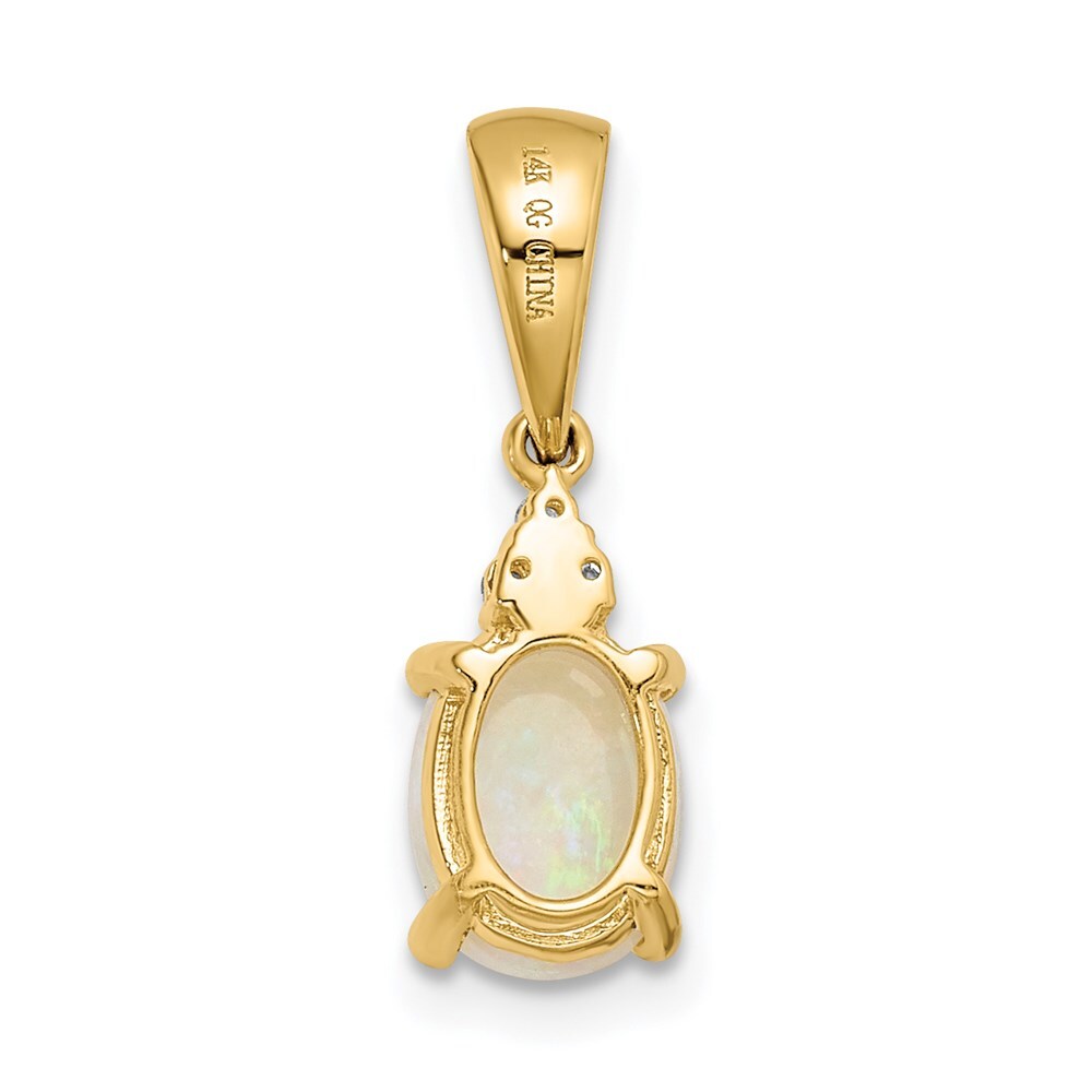 14k Yellow Gold Austrian Opal and Diamond Pendant for Women