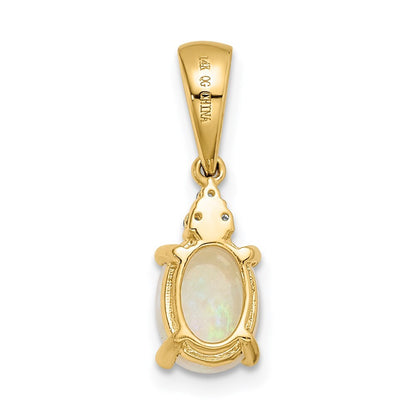 14k Yellow Gold Austrian Opal and Diamond Pendant for Women