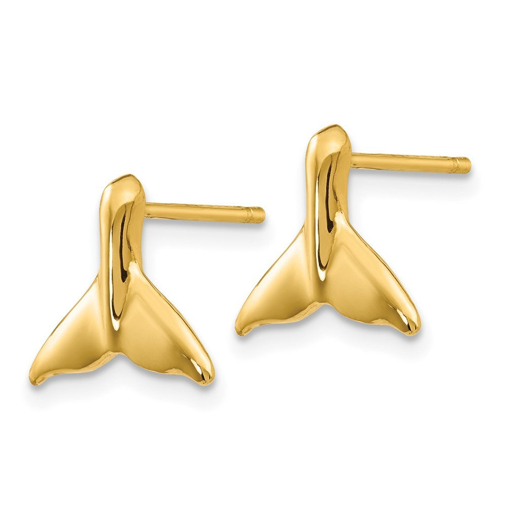 14k Yellow Gold Whale Tail Earrings