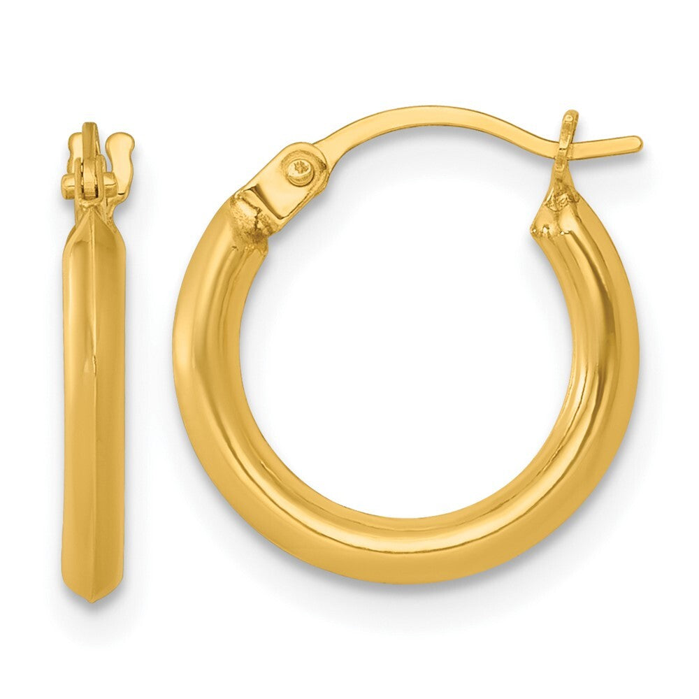 14k Yellow Gold Polished 2mm Hoop Earrings Gift for Women