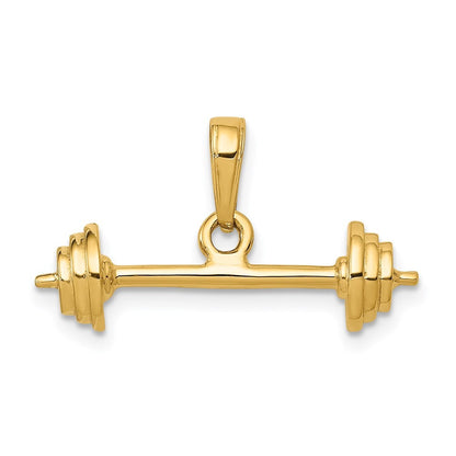14k Yellow Gold 3-D Barbell Pendant