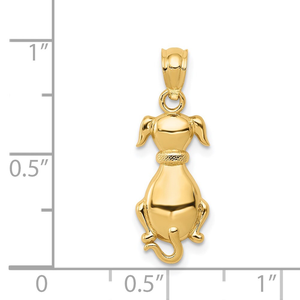 14k Yellow Gold Polished Sitting Dog Pendant for Women