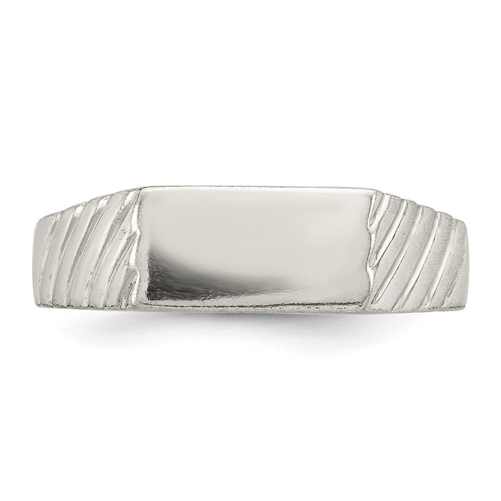 Sterling Silver 6x11mm Open Back Signet Ring Size 9