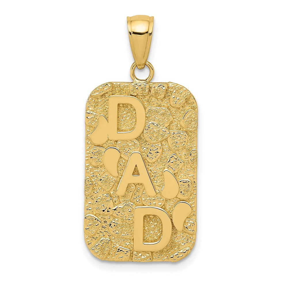 14k Yellow Gold DAD  Nugget Dog Tag Pendant
