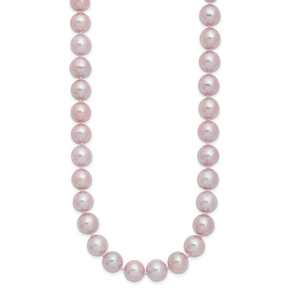 Sterling Silver Rhodium-plated 9-10mm Purple Cultured Pearl Necklace 18"