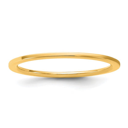 14k Yellow Gold 1mm Standard Flat Comfort Fit Band Ring Size 10