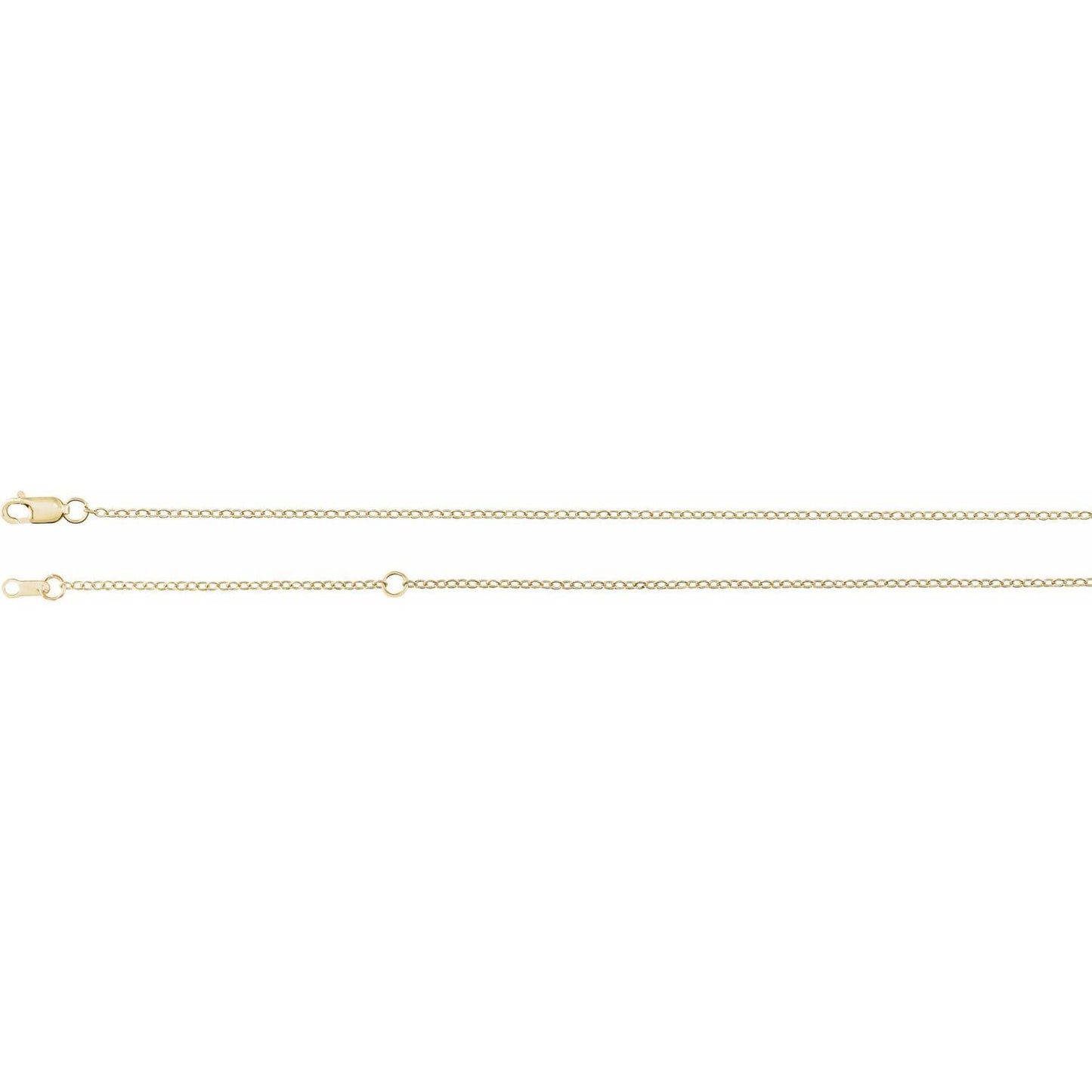 14k Yellow Gold 1.3 mm Adjustable Cable 16-18" Chain Necklace