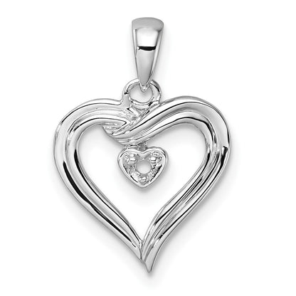 14k White Gold Heart Pendant Mounting for Women