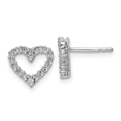 14k White Gold Diamond Heart Stud Earrings Gift for Women