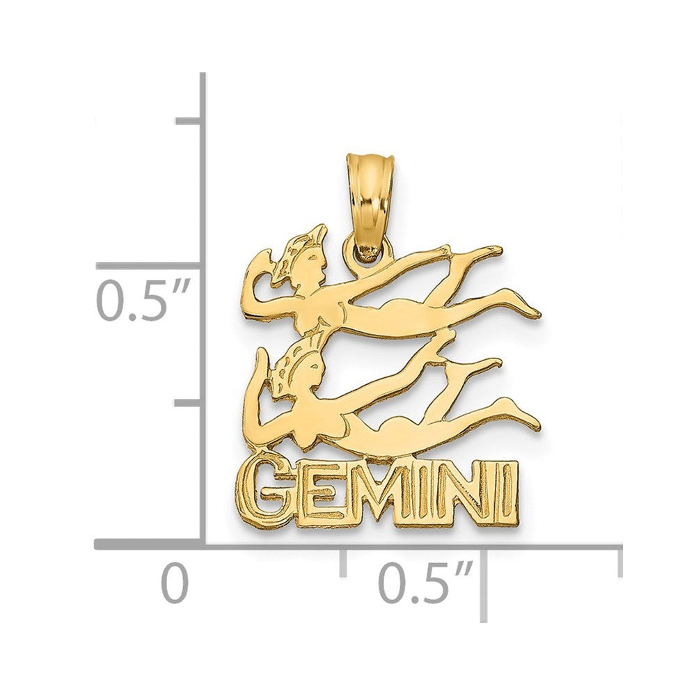 14k Yellow Gold GEMINI Zodiac Charm