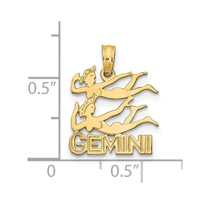 14k Yellow Gold GEMINI Zodiac Charm