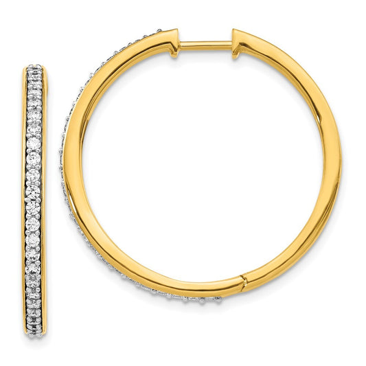 14k Yellow Gold Diamond Hinged Hoop Earrings