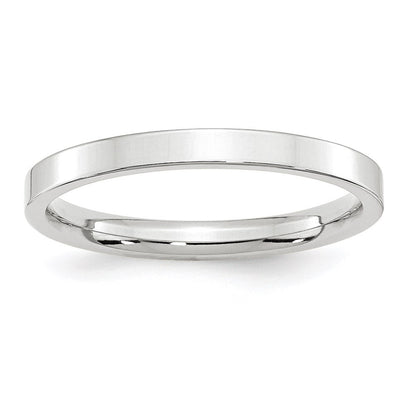 14k White Gold 2.5mm Standard Weight Flat Comfort Fit Wedding Band Ring Size 6.5