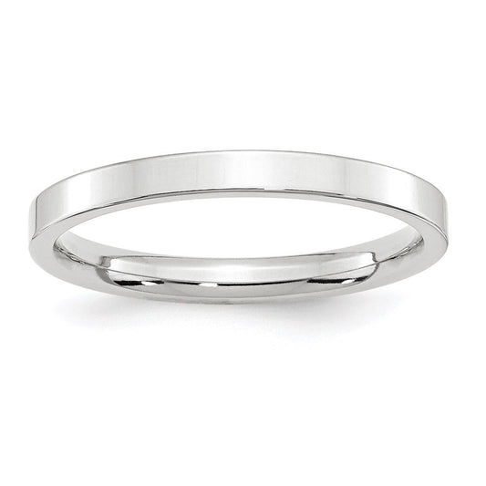 14k White Gold 2.5mm Standard Weight Flat Comfort Fit Wedding Band Ring Size 6.5