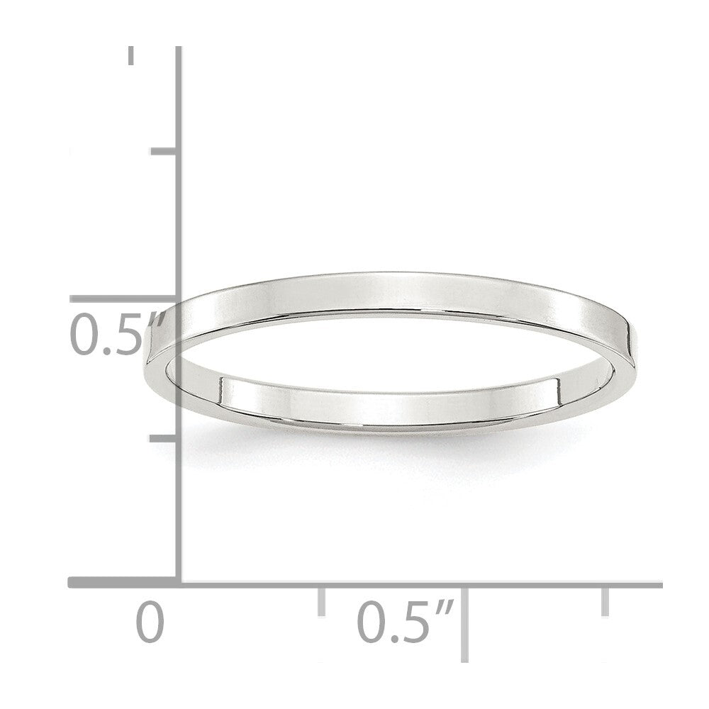 Sterling Silver 2mm Lightweight Flat Size 6 Band Ring