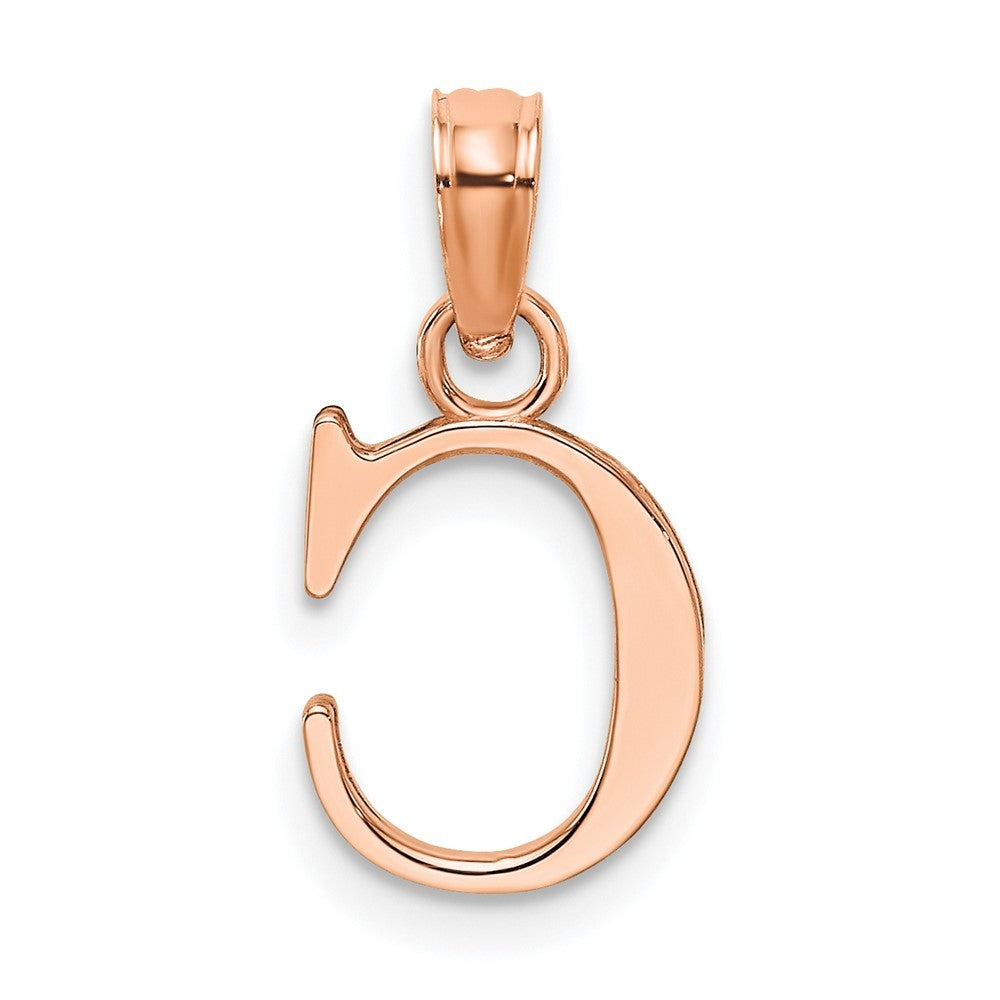 14K Rose Gold Polished Block Letter C Initial Pendant