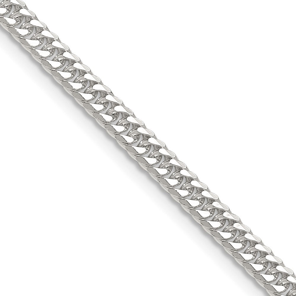 Sterling Silver Polished 3.9mm Double Diamond-cut Curb Chain Necklace