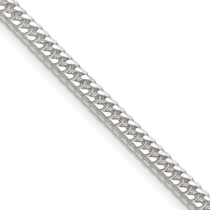 Sterling Silver Polished 3.9mm Double Diamond-cut Curb Chain Necklace