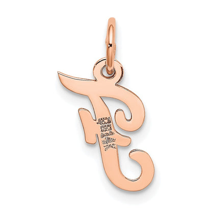 14k Rose Gold Small Script Letter F Initial Charm Pendant for Women