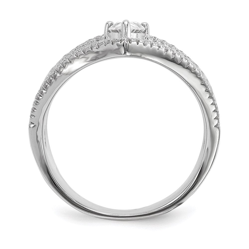 Sterling Silver Rhodium-plated Cubic Zirconia Ring Size 8