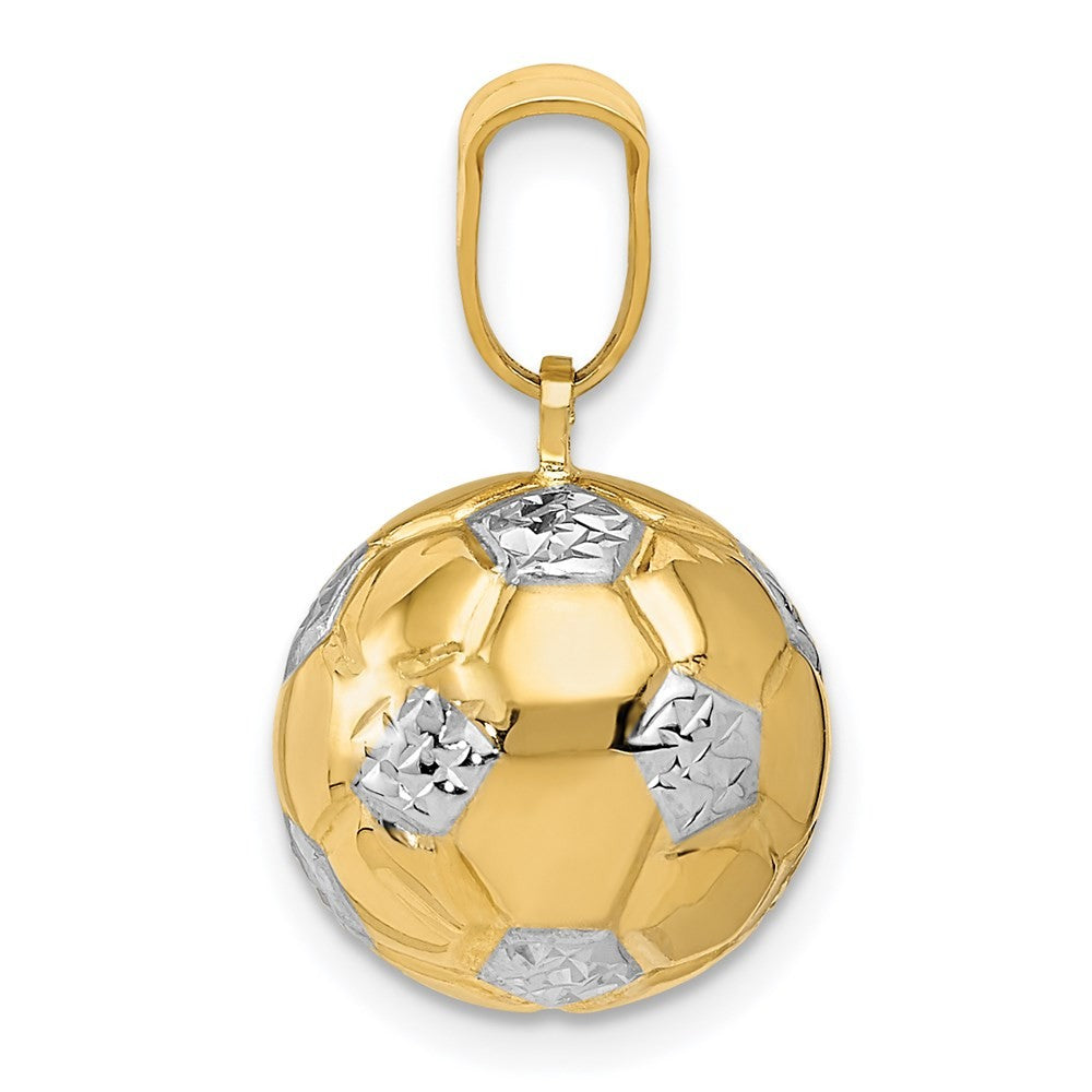 14k Yellow Gold w/Rhodium Soccer Ball Pendant