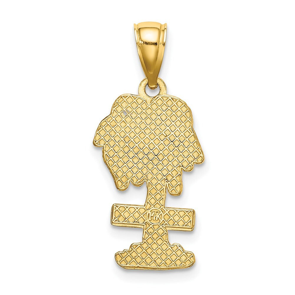 14k Yellow Gold 2-D CURACAO On Palm Tree Charm
